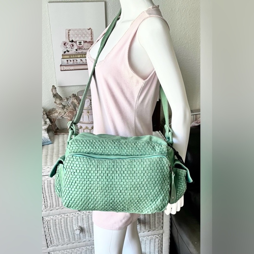The Limitless Leather Collection Lea Bag Mint Green Lamb Leather 8.5x14x5.5” NWT